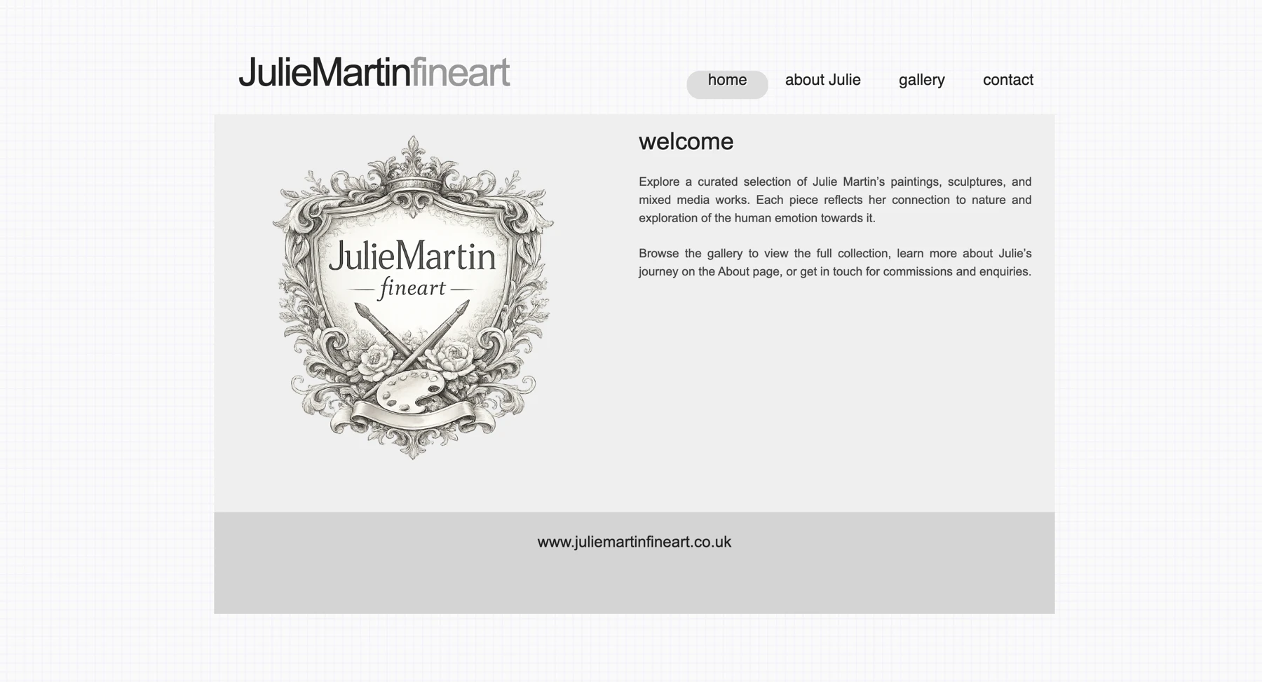 Julie Martin Fine Art website homepage