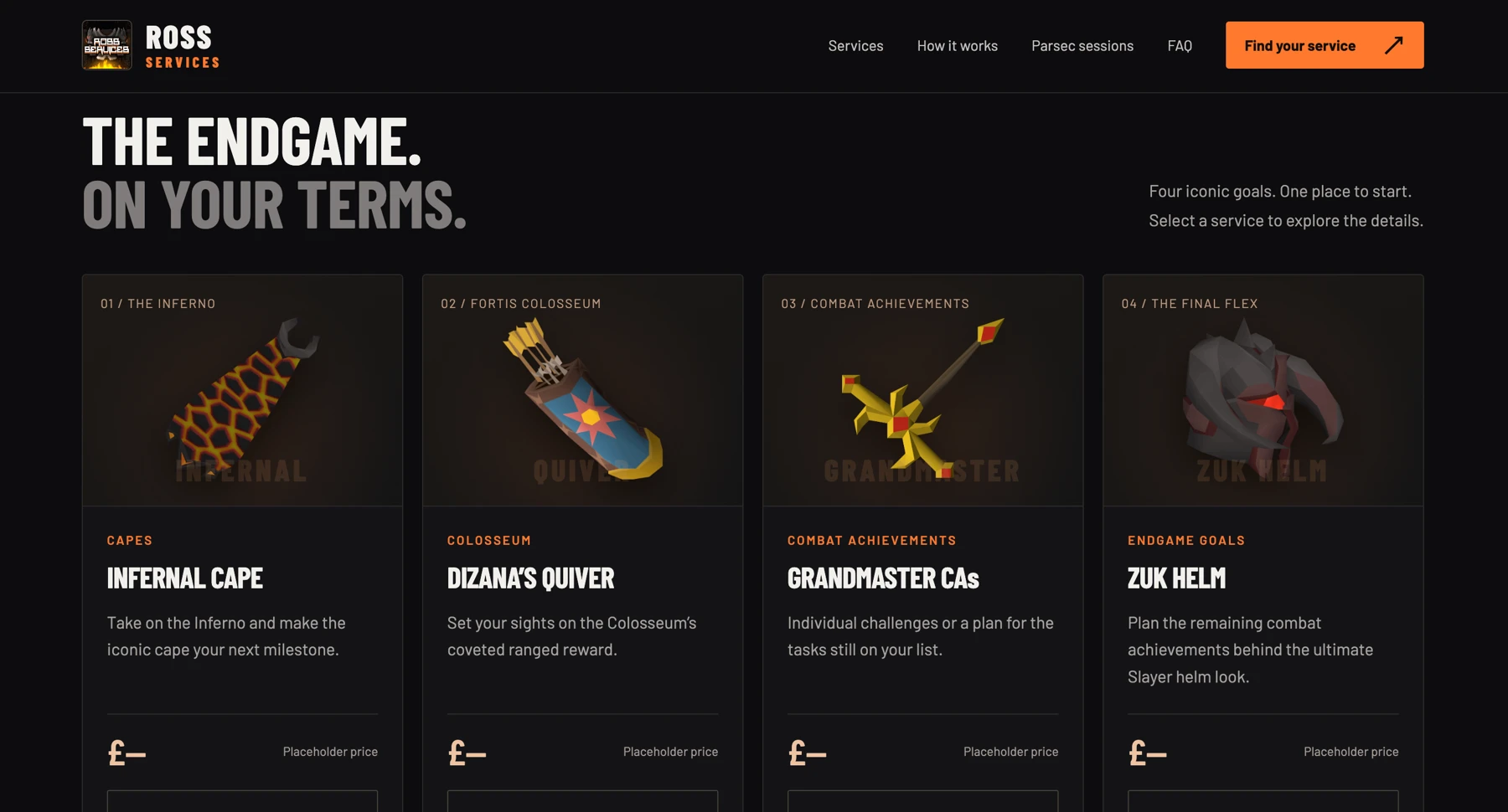 Ross Services website homepage